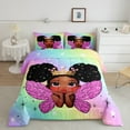 thumbnail image 2 of jejeloiu Gradient Colorful Bedding Comforter Set,Cute Kawaii Princess Twin Comforter Sets,Cartoon Black Girly Bedding Set For Kids,Super Cozy Room Decor Reversible,2pcs, 2 of 8