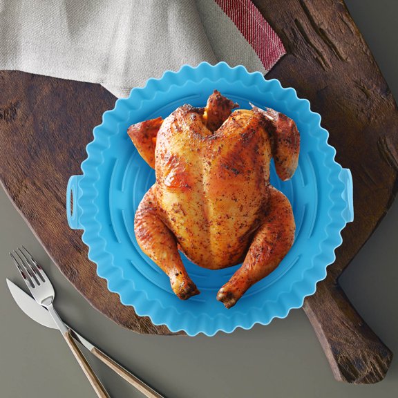 ETEREAUTY Air Fryer Silicone Baking Mat with 360 Degree Air Circulation Sky Blue