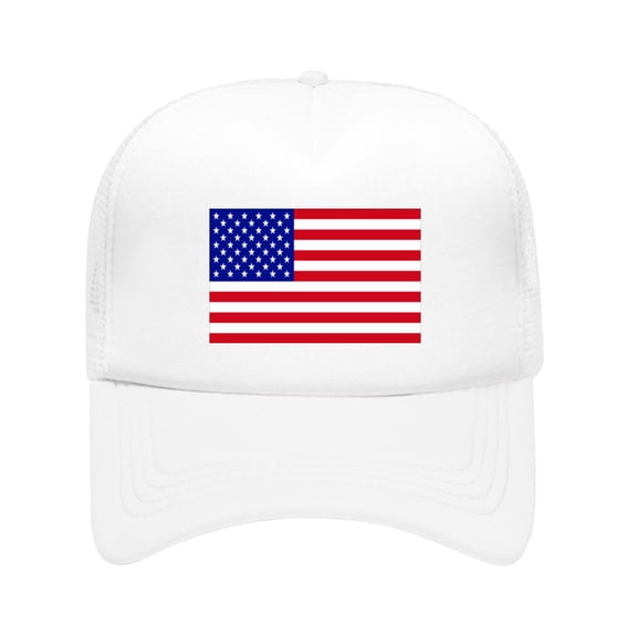 Kelon Unisex USA Flag Mesh Splice Baseball Cap, Adjustable Strapback Trucker Hat, Classic Golf Dad Hat, Athletic Fitted Cap, Women Outdoor Sun Visor Hat, Breathable Casual Sun Peak Headwear, One Size