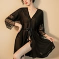 thumbnail image 2 of Celivon Chiffon Robes For Women Spring Summer Long Pajamas Smooth Sleepwear Chemise Nightgown Lace Robe Sexy, 2 of 6