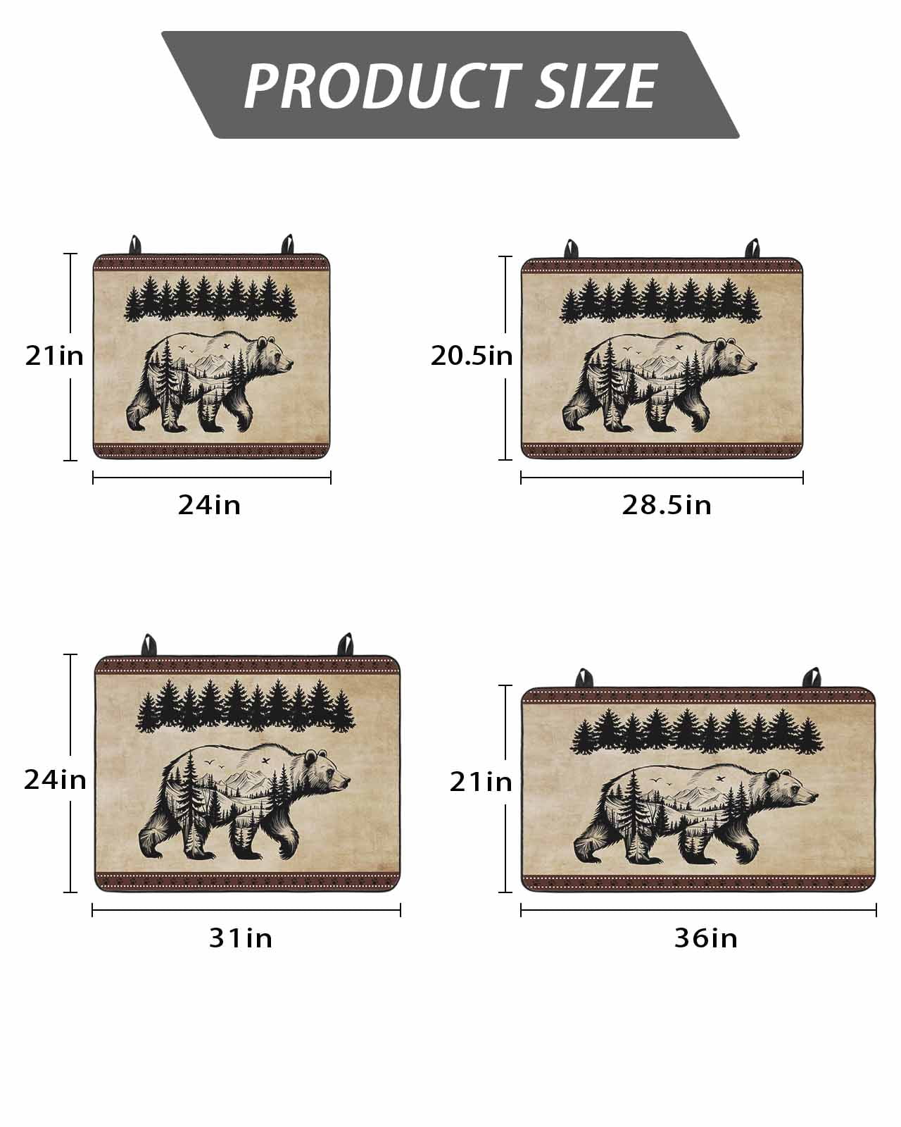 Stove Top Covers for Electric Stove, Brown Black Bear Glass Stovetop Cover Protector, Farmhouse Cabin Forest Vintage Induction Cooktop Protector Oven Mat for Kitchen Countertop 24"x21"