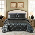 thumbnail image 5 of Unbranded 8 Piece Luxury Silky Satin Comforter Set Dark Gray Queen 8 Piece, 5 of 5