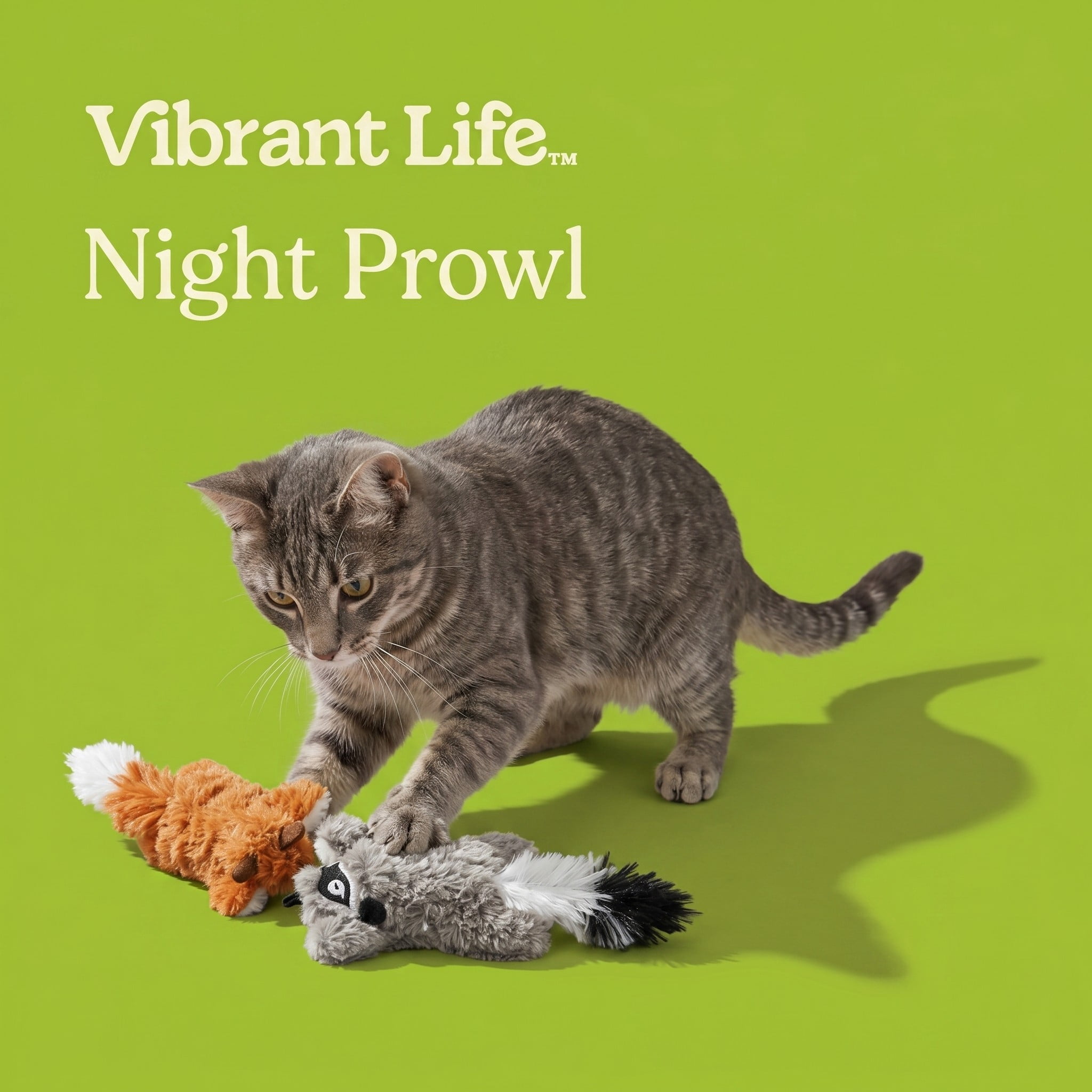 Vibrant Life Plush Cat Toys with Crinkle and Catnip, Lemur and Squirrel, 2 Count