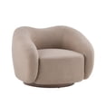 thumbnail image 3 of Christopher Knight Home Boucle Swivel Accent Chair with Wood Base, 360 Rotating Club Chair, Light Brown, 3 of 10