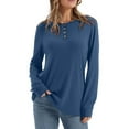 thumbnail image 2 of Ronuti Winter Long Sleeve Shirts for Women Henley Fall Womens Tops Crew Neck Blouses Dressy Casual Winter Clothes M-3Xl, 2 of 8