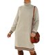 thumbnail image 4 of Vestido De Suéter De Cuello Alto, Vestido De Suéter De Manga Larga Agradable A La Piel Lavable A Máquina Costura A Rayas Suelto Casual Para Vacaciones ANGGREK Albaricoque L, 4 of 6