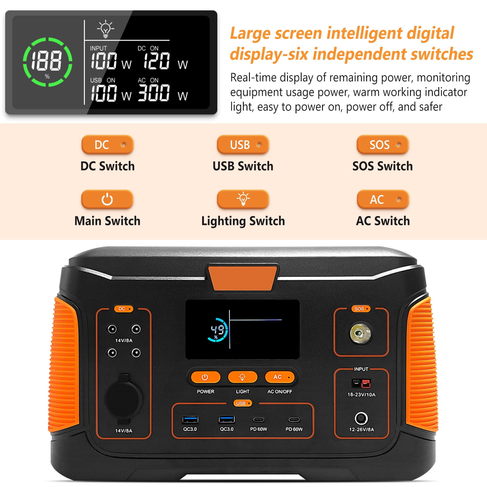 Aputtriver Portable Solar Generator 1000W  Power Station for Outdoor Camping Road Trip