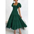 thumbnail image 3 of Women's Summer Short Puff Sleeve Smocked Dress Square Neck Long Dresses, 3 of 6