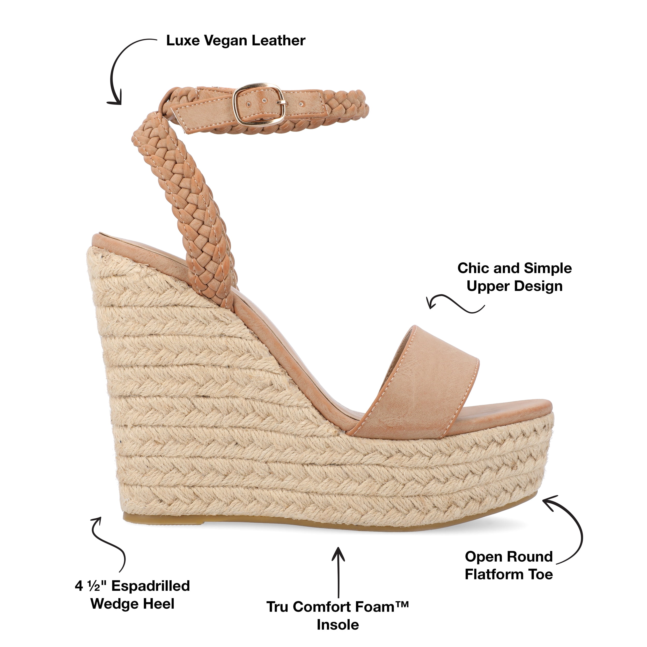 Journee Womens Andiah Buckle Espadrille Wedge Sandals