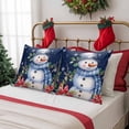 thumbnail image 6 of Outdoor Pillow Covers Waterproof Pillow Cases Protector Xmas Cute Snowman Poinsettia Pillowcase Pack of 2 Winter Berry Snowflake Navy Blue Throw Cushion Case for Pation Furniture,Couch,Sofa, 18x18 in, 6 of 9