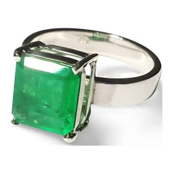 Emerald Gold Ring, Micron Plated Jewelry, 925 Silver Ring, Father's Day, AAA Natural Emerald, May Birthstone Ring, Heavy Mens Ring, Spiritual Healing Gemstone, Christmas, Mens Tiny Ring