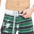 thumbnail image 4 of Aayomet Mens Swim Trunks Summer Casual Striped Splicing Suit Waist Adjustable Drawstring Triangle Liner Pocket (Green, 38), 4 of 5