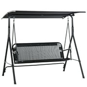 Outsunny Outdoor Patio Swing Chair with Adjustable Canopy, Black