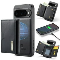 DG.MING Wallet Case for Google Pixel 10 / 10 Pro 6.3inch,Detachable Magnetic Wallet Phone Case with RFID Blocking, Card Slot,Holder, Leather Phone Case for Men Women,Black