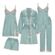 thumbnail image 2 of Batas Lencería Mujer Lindo Estampado de Corazón Satén Bata con Cinturón Camisola Pantalones Cortos Pijamas Mujer Pijamas, 2 of 9