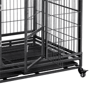 Easyfashion 43 inch Heavy Duty Metal Rolling Dog Cage Kennel,Black