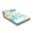 thumbnail image 2 of Ambesonne Saying Fitted Sheet & Pillow Sham Set, Smiling Sun and Wavy Letters, Full, Turquoise Earth Yellow, 2 of 2
