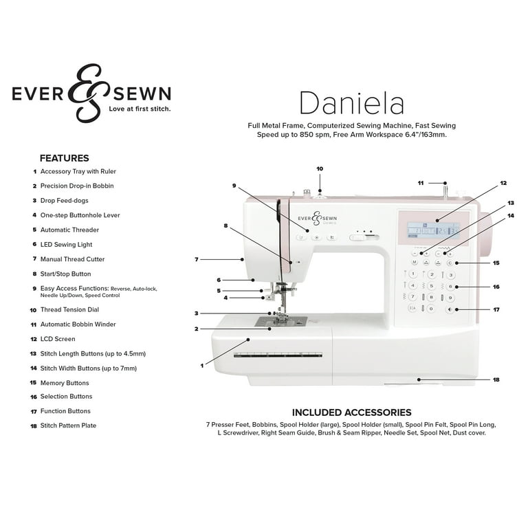 EverSewn Daniela Heavy Duty 197 Stitch Computerized Sewing EverSewn Daniela Heavy Duty 197 Stitch Computerized Sewing