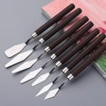 thumbnail image 1 of Juego de 2 cuchillos de paleta profesional para pintura, espátula de acero inoxidable, 14 piezas para pintura al óleo, cuchillos de metal, mango de madera, (rojo), 1 of 5