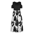 thumbnail image 6 of outfmvch black dresses for women plus size casual round neck strapless hollow short sleeve printing dress womens dresses fall dresses, 6 of 8
