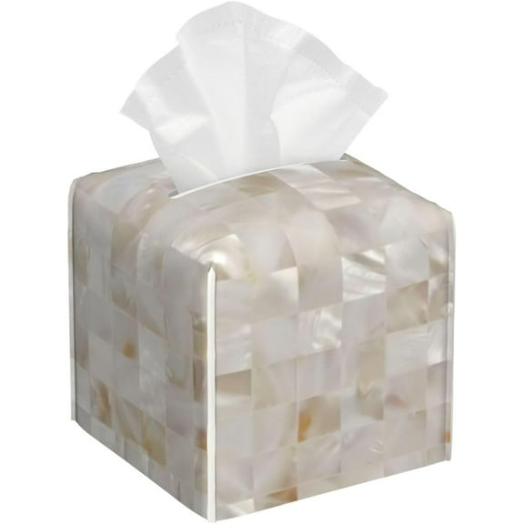 Tissue Box Cover Mother of Pearl Beige Tissue Box Holder Tissue Box Cover Square Decorative Bathroom, Bedroom Or Office