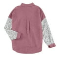 thumbnail image 7 of IROINNID Women's Corduroy Jacket Turndown Lapel Contrast Color Long Sleeve Casual Leopard Pockets Splicing Buttons Tops Outerwear Jacket Coat, Pink, 7 of 7