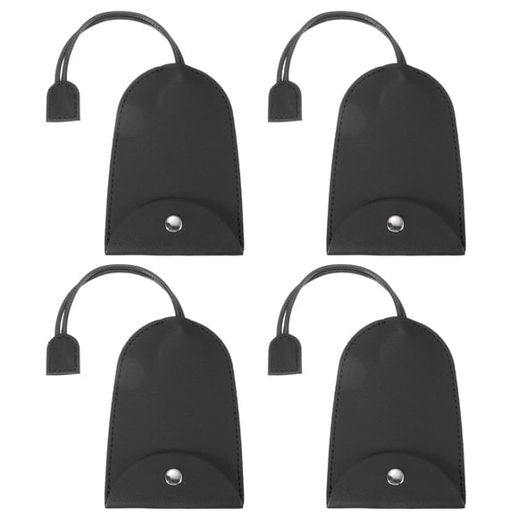 Uxcell Car Key Case, 4 Pcs PU Leather Key Pouch Key Fob Holder for Car Home Office Keys, Black