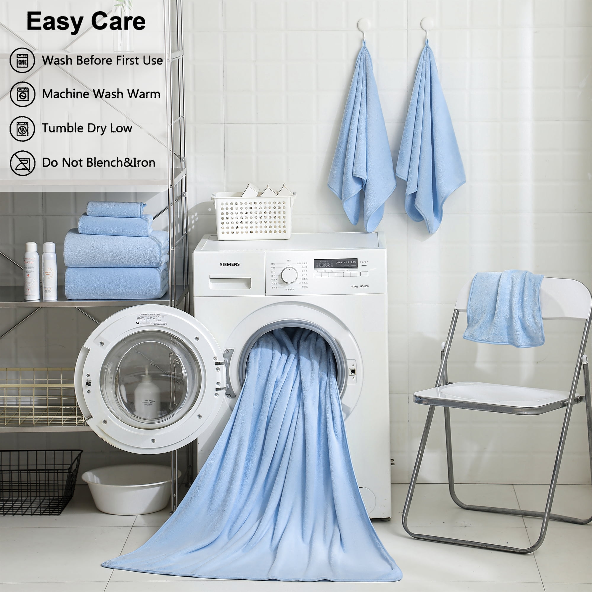 Jessy Home 4 Pack Oversized Bath Sheet Towels 700 GSM Ultra Soft Blue Bath Towel Set