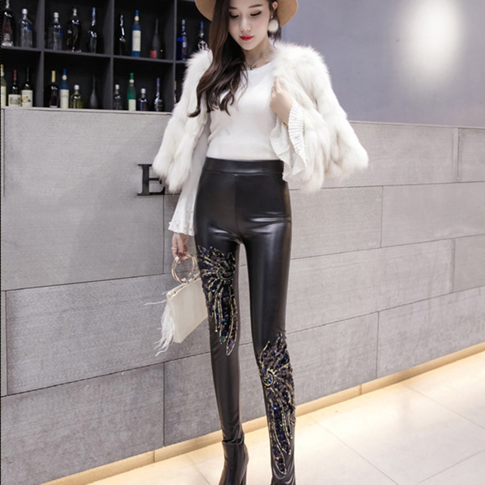 CLEARANCE Women PU Leather Pants Ladies 