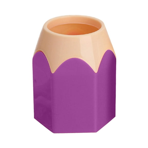 PureCasa Cute Pencil Holder Desktop Stationery Storage Box, Plastic Desk Organizer for Freshmen , Office Supplies, 1 Pack, Purple, 3"x3"x4.1"