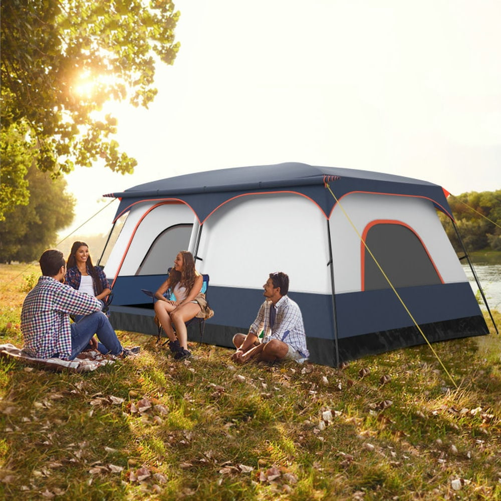 Spaco 8-10 Person Camping Tent with Double Rooms and 2 Doors, Camping Tent for Outdoor as Garden, Yard, Navy