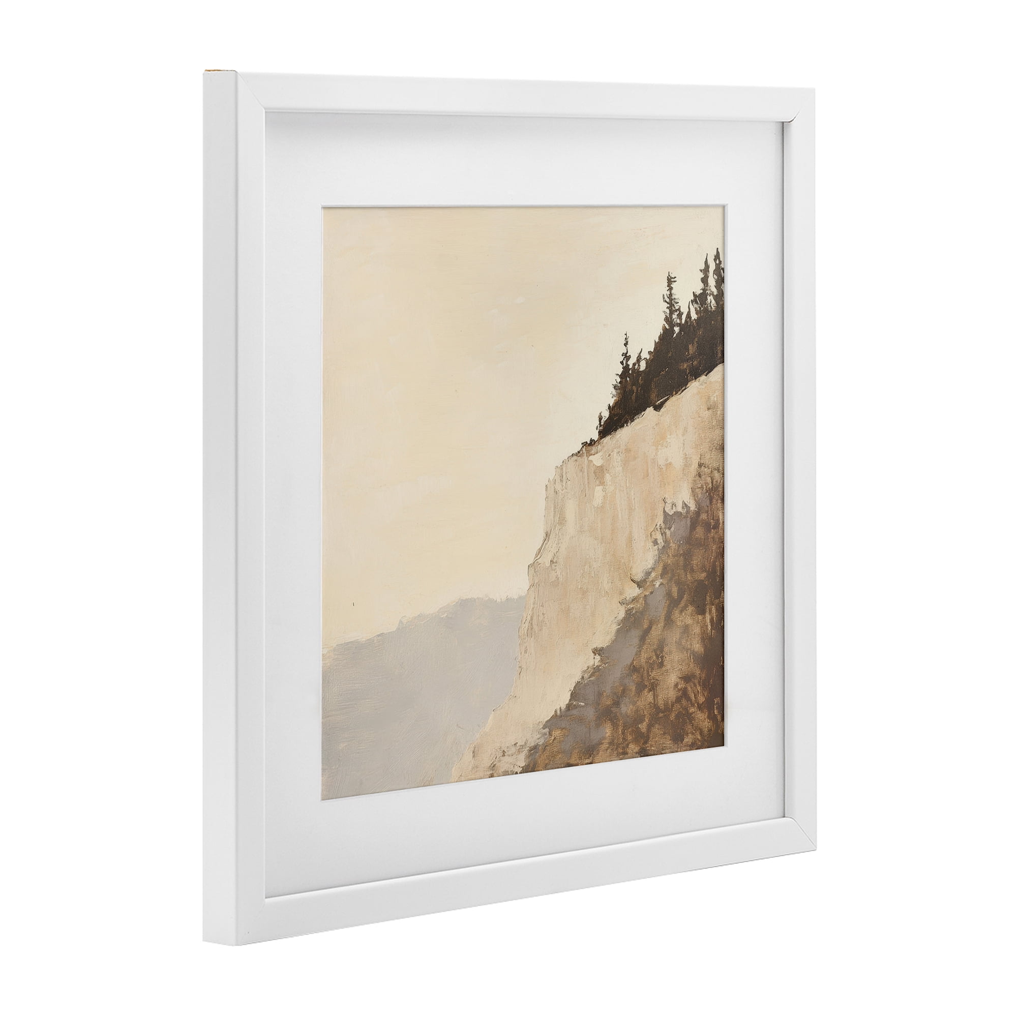 Stupell Industries Serene Cliffside Vista White Framed Print Under Glass, design by Petal Prints Design