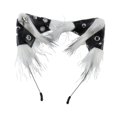 thumbnail image 3 of Diadema con orejas de gato para Halloween, accesorio decorativo de moda para mascaradas Blanco Negro, 3 of 8