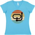 thumbnail image 3 of Inktastic Scuba Diver Retro Sunset Diving Women's V-Neck T-Shirt, 3 of 5