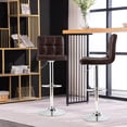 thumbnail image 3 of Bar Stool, Comfortable Swivel Adjustable PU Leather Bar Chair with Backrest, Soft Cushioned Seat, Footrest, Sturdy Metal Frame, Barstools for Kitchen, Pub, Brown, 3 of 8