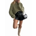 thumbnail image 2 of Women'S Fall Turtle Neck Oversized Sweaters Long Sleeve Chunky Knit Pullover Tops Winter Fashion Clothes Green L, 2 of 9