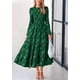 thumbnail image 5 of Vestido PRETTYGARDEN para mujer, midi, manga larga, de otoño, verde oscuro, 5 of 9