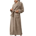 thumbnail image 2 of Lilgiuy Womens Solid Bandage Robe Bathrobe Gown Pajamas Long Sleepwear Pocket Waistband+Belts for Showering Swimming, 2 of 5
