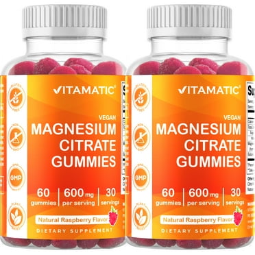 2 Pack - Vitamatic Magnesium Gummies 600mg per Serving - 60 Vegan Gummies