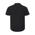 thumbnail image 6 of Rggeeun Mens T-Shirts Solid Color Short Sleeve V Neck With Front Buttons & Pocket Trim Pleated Loose Fit For Summer Holiday Delicate Tops,Black,Xl, 6 of 8