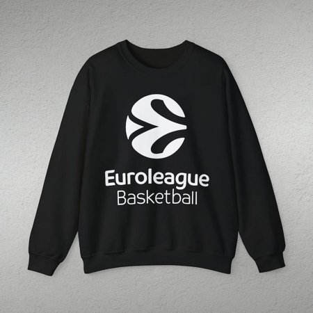 Euroleague Basketball Logo sweatshirt, Casual Basketball Tee,Black-White European Basketball Shirt.