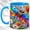 Blue, variant on Rainbow Dragonfly Coffee Mug, Garden Insect Mug, Ceramic 11 oz