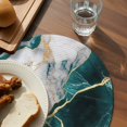 thumbnail image 3 of Marble Turquoise Round Placemats Set of 4 for Dinning Tables,Heat-proof Braided Table Mats 15 Inch,Abstract Gold White Brick Stone Motif Washable Place Mat for Kitchen Restaurant Party Table Decor, 3 of 9