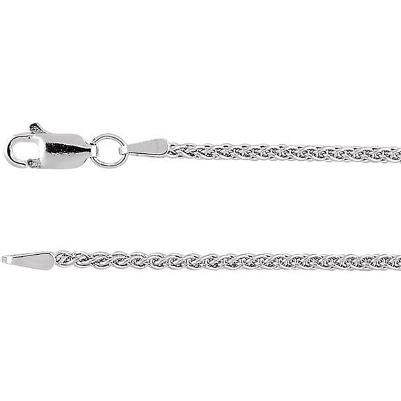 925 Sterling Silver Rhodium Plated 1.8mm Wheat 18 Inch Chain Chain Necklace for Women and Men