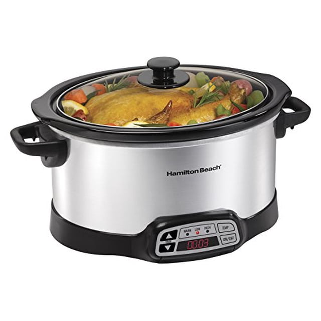 Hamilton Beach 33660 olla a cocimiento lento programable, plata, 5,68 litros