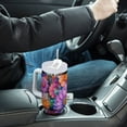 thumbnail image 4 of Yayeee 40oz Stainless Steel Tumbler with Straw and Handle Double-Wall Insulated Travel Water Bottle, Light Purple Flowers, 4 of 8