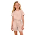 thumbnail image 6 of ITSAME Girls Outfit 2-Piece, Polka Dot Printed Crewneck Shirt and Shorts Kids Fashion Casual Home Clothes Set Beige 11T, 6 of 8
