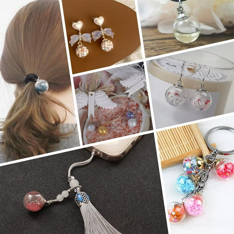 Wish Bottles Pendant, Empty Clear Glass Globe Charms Vial Bottle