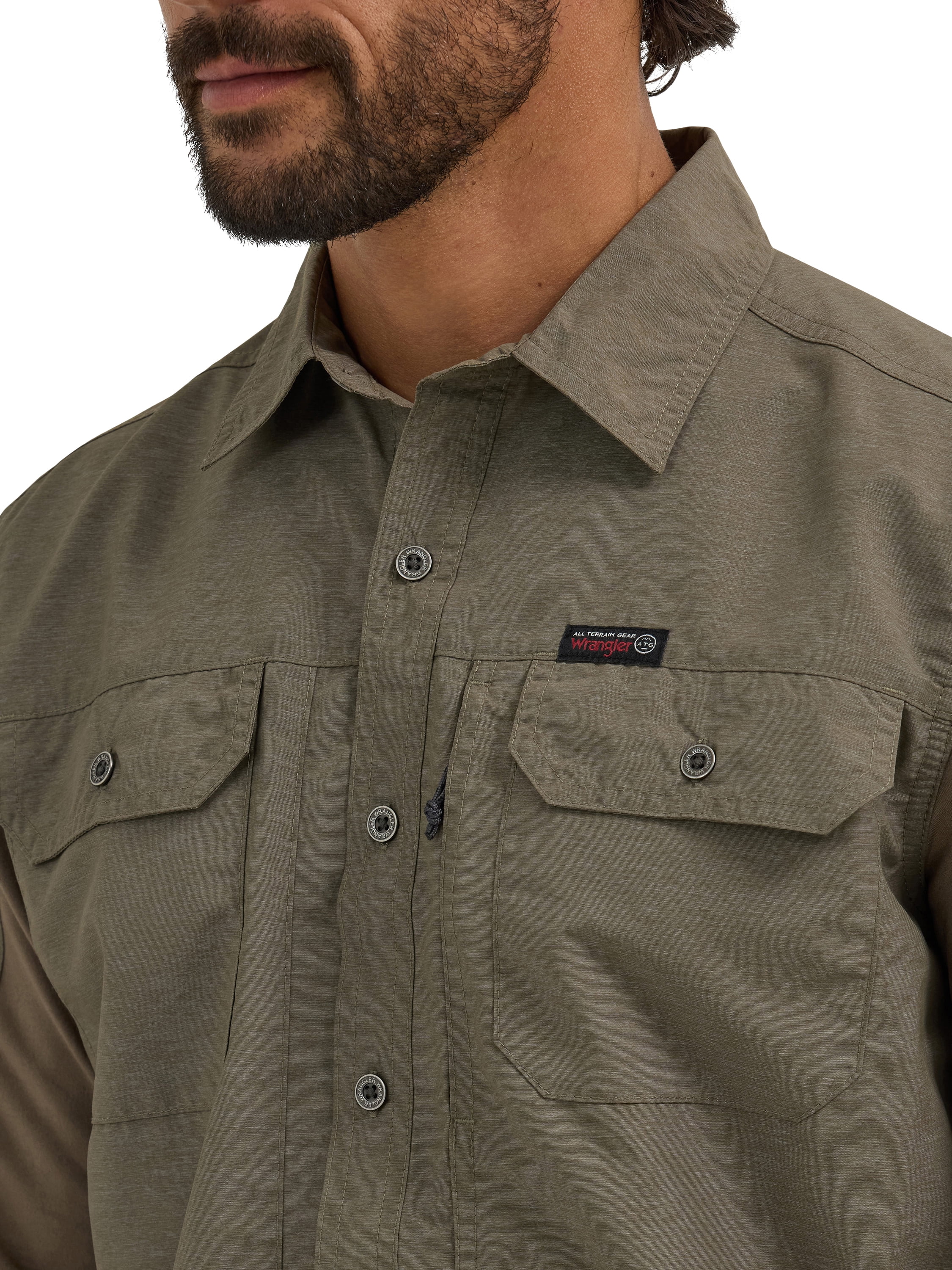 Wrangler® ATG Men's Mixed Material Shirt with UPF 40+ Protection, S-4XL