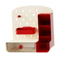 thumbnail image 3 of Organizador de tablero de clavija de escritorio con cajón, tarjetero de gran capacidad, portalápices con accesorios para niños, adultos, oficina, sala beis rojo, 3 of 7